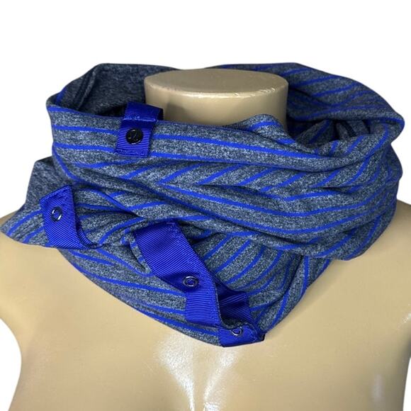 Lululemon Vinyasa Scarf Wrap Rulu Parallel Stripe Pigment Blue Heathered Black - Picture 1 of 7